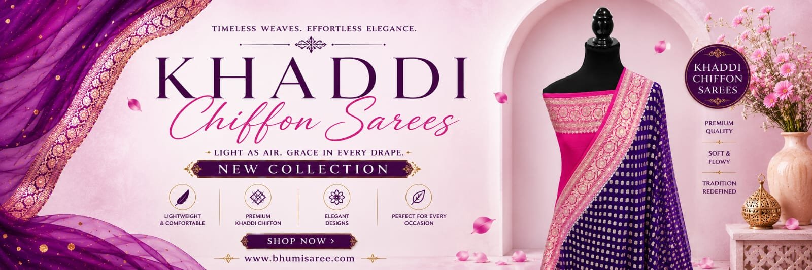 Khaddi Chiffon Sarees